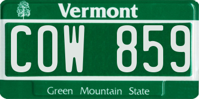 VT license plate COW859