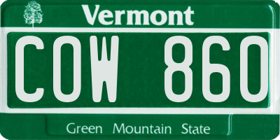 VT license plate COW860