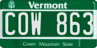 VT license plate COW863