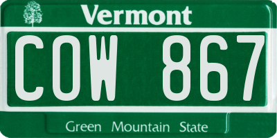 VT license plate COW867