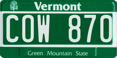 VT license plate COW870