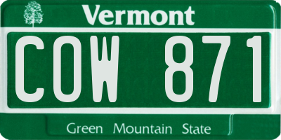 VT license plate COW871