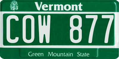 VT license plate COW877
