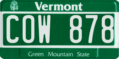 VT license plate COW878