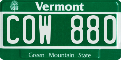 VT license plate COW880