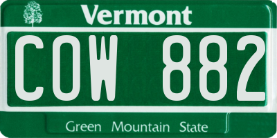 VT license plate COW882