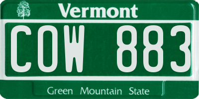 VT license plate COW883