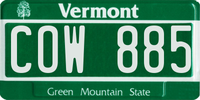 VT license plate COW885