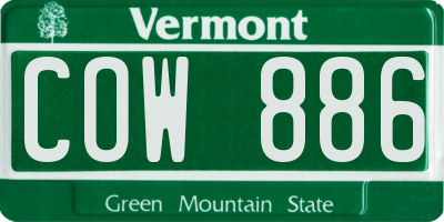 VT license plate COW886