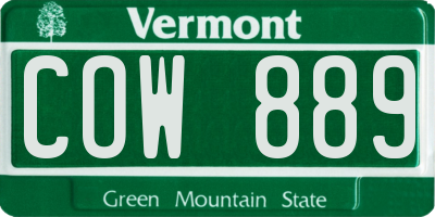 VT license plate COW889