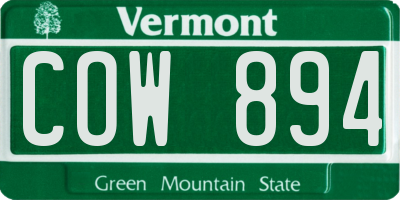 VT license plate COW894
