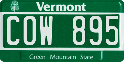 VT license plate COW895