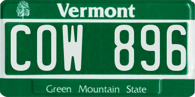 VT license plate COW896