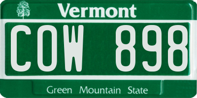 VT license plate COW898