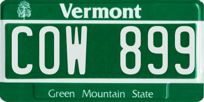 VT license plate COW899