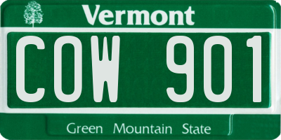 VT license plate COW901