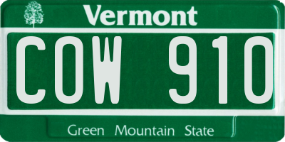 VT license plate COW910