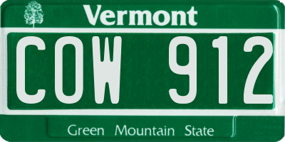 VT license plate COW912