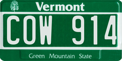 VT license plate COW914