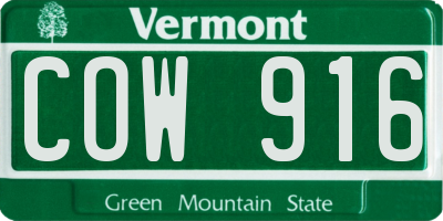 VT license plate COW916