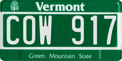 VT license plate COW917