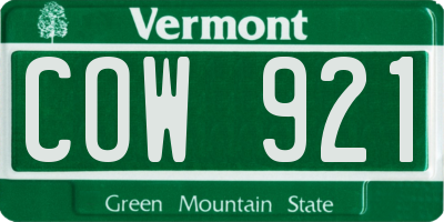 VT license plate COW921