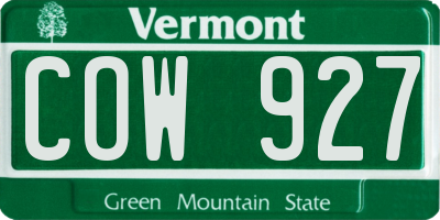 VT license plate COW927