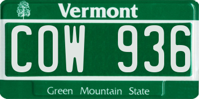 VT license plate COW936