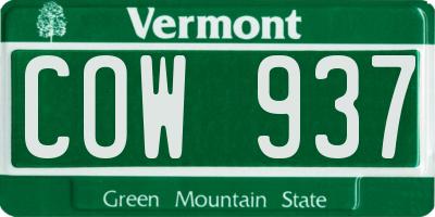 VT license plate COW937