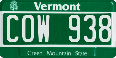 VT license plate COW938