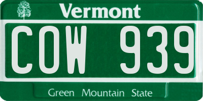 VT license plate COW939