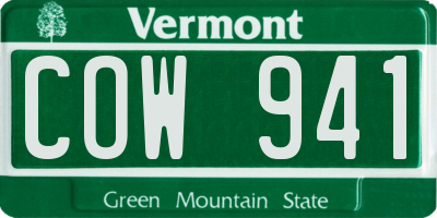 VT license plate COW941