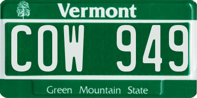 VT license plate COW949