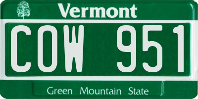 VT license plate COW951