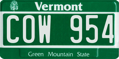 VT license plate COW954