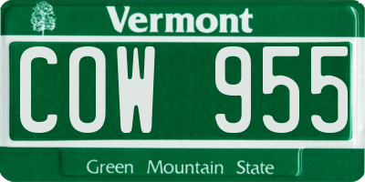 VT license plate COW955