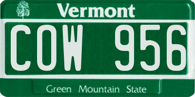 VT license plate COW956