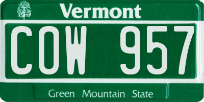 VT license plate COW957