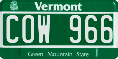 VT license plate COW966