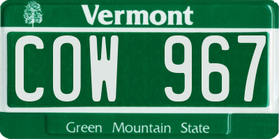 VT license plate COW967