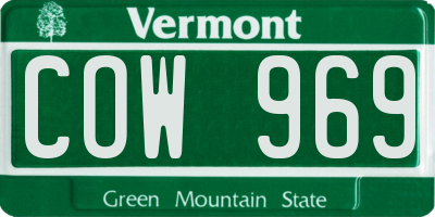 VT license plate COW969