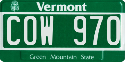 VT license plate COW970