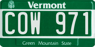VT license plate COW971