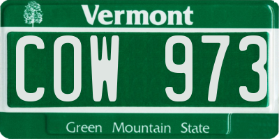 VT license plate COW973