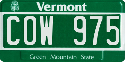 VT license plate COW975