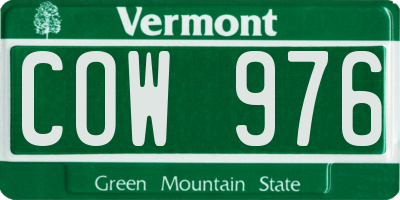 VT license plate COW976