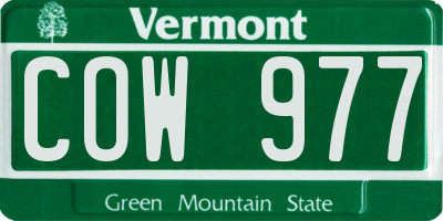VT license plate COW977