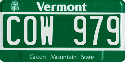 VT license plate COW979