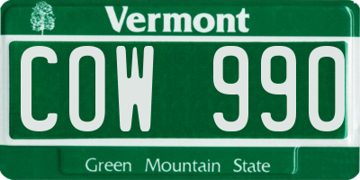 VT license plate COW990