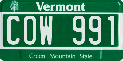 VT license plate COW991